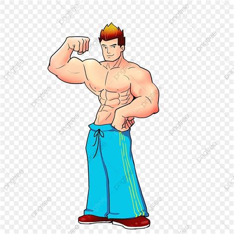 Muscle Man Cartoon Clipart Transparent PNG Hd, Fitness Human Muscle Movement Fierce Man Cartoon ...