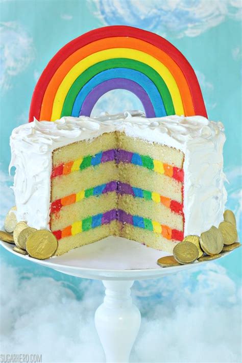 Rainbow in the Clouds Cake - with a rainbow on top AND a frosting rainbow hidden inside! | From ...