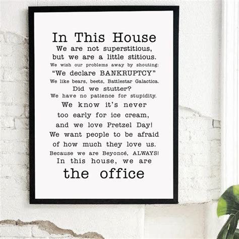 FAMILY FRIENDLY Version of The Office Quotes TV Poster the office tv show In this house Decor ...