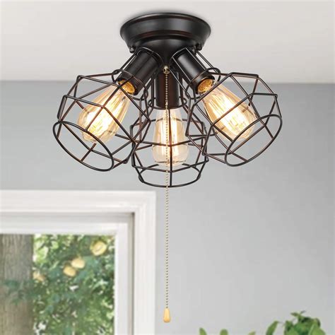 LA LUZ Ceiling Light Fixture, Pull String Light Fixture for Bedroom ...