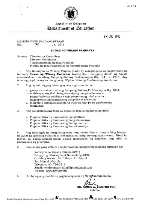 PLAI - Southern Tagalog Region Librarians Council: DepEd Memorandum no. 79 s.2015 - Buwan ng ...