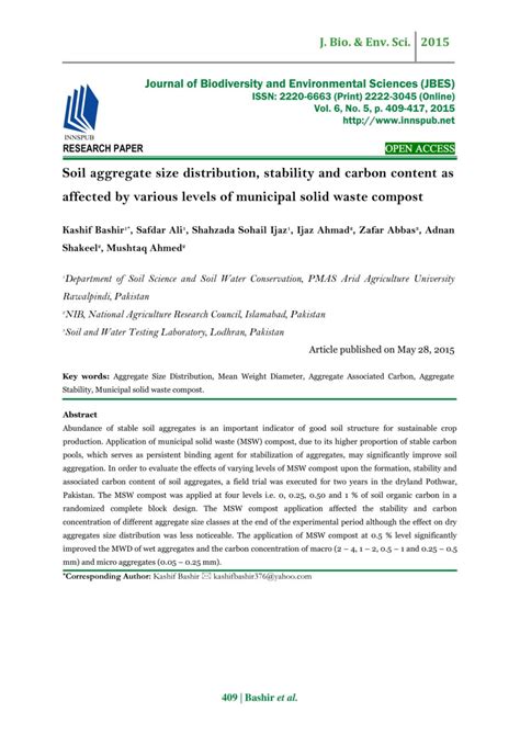 Soil aggregate size distribution, stability and carbon content as ...