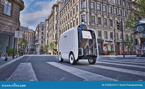 Autonomous Delivery Robot Driverless on Street, Smart Vehicle ...