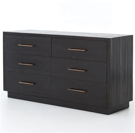 Modern Burnished Black Wood 6 Drawer Dresser | Zin Home