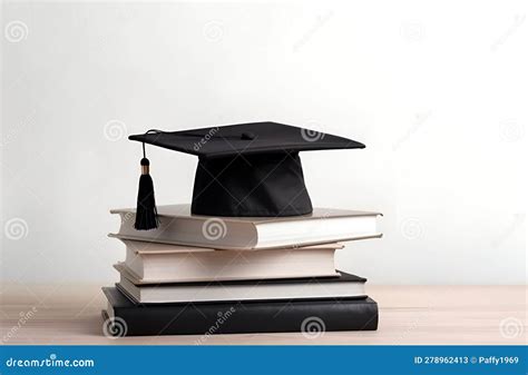 Graduation Cap on Stack of Books on White Background Stock Illustration ...