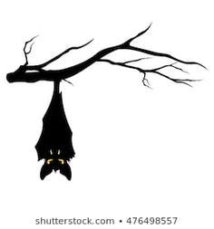 halloween theme bat hanging on creepy twisted bare tree character Stock Vector - 30537098 | Bat ...