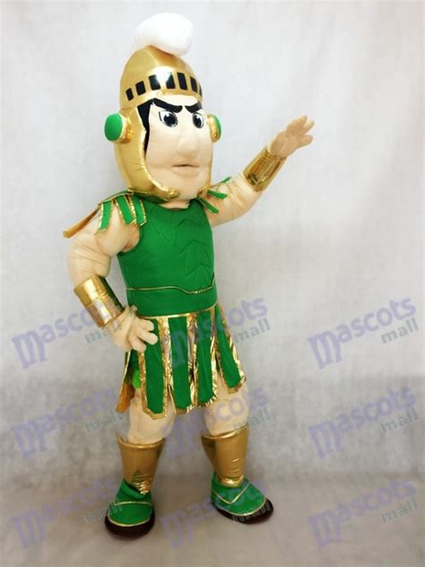 Green and Golden Spartan Trojan Knight Sparty Mascot Costume Fancy ...