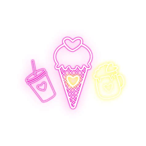 Neon Ice Cream PNG Transparent, Ice Cream Neon Effect Pink, Ice Cream ...