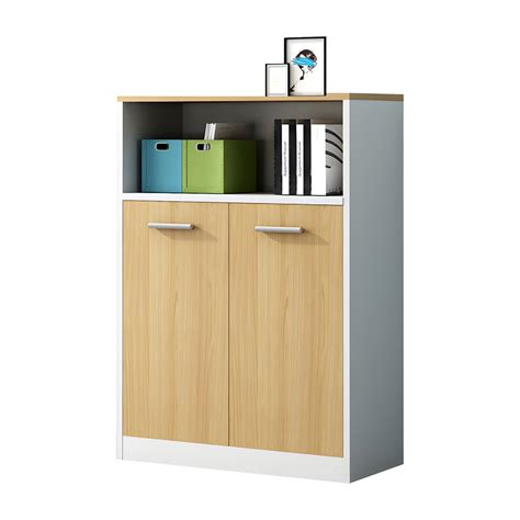 Modern Wood Storage Cabinet with Doors and Shelves for Organized Office ...