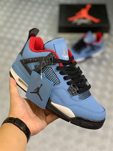 Travis Scott x Nike Air Jordan 4 Ice Blue Shoes Cute Sneakers, Best ...