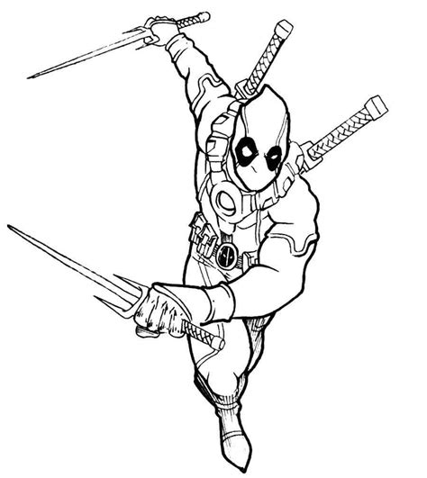 Deadpool Action coloring page - Download, Print or Color Online for Free