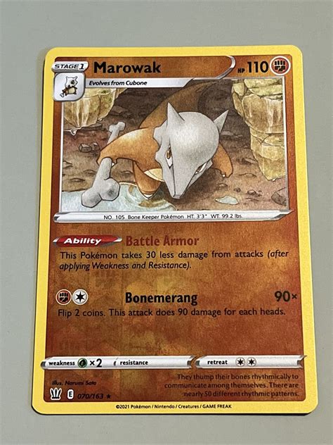 Pokémon TCG Marowak Sword & Shield - Battle Styles 070/163 Reverse Holo Rare | eBay