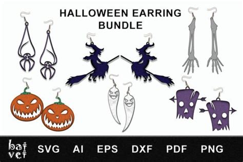 Halloween Earring SVG Bundle Graphic by BatVet · Creative Fabrica