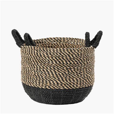 Pacific Lifestyle Limited - S/2 Seagrass Natural and Black Round Handled Baskets