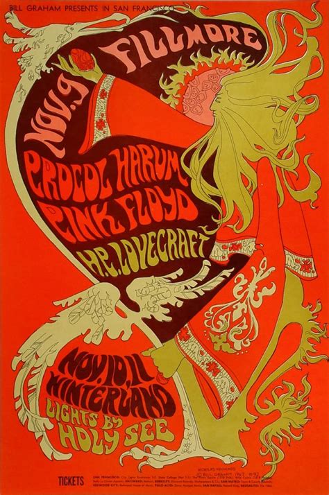 Pink Floyd Vintage Concert Poster from Fillmore Auditorium, Nov 9, 1967 ...