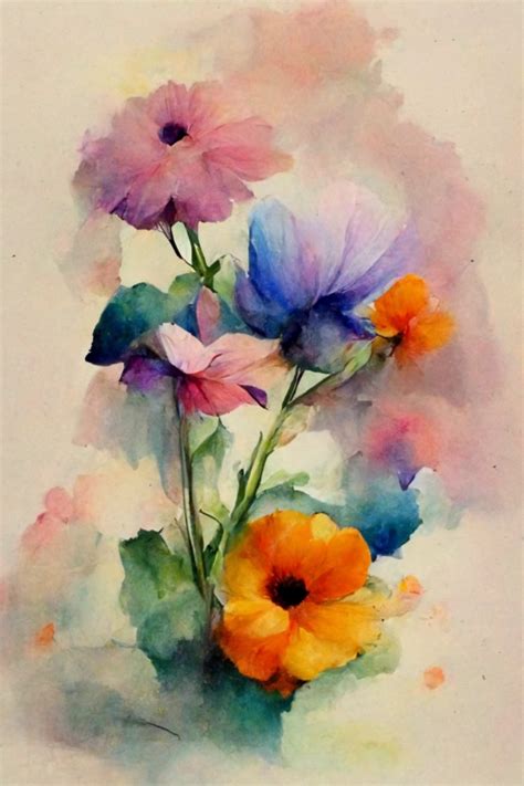 watercolor , pastel colors , flowers | Midjourney