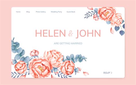 Floral wedding invitation website design - Download Free Vectors ...