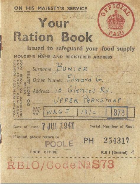 Ration Book World War 2 Home Front 1939-1945 Food Office Rationing Making Do | eBay