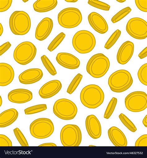 Gold coins seamless pattern Royalty Free Vector Image