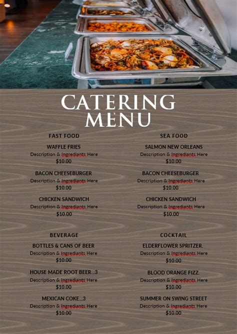 10+ Catering Menu psd template free | shop fresh