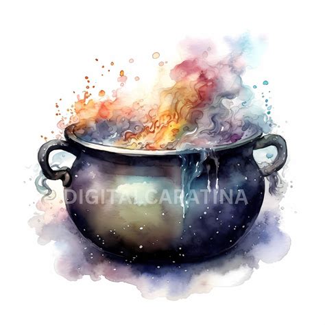 Bubbling Cauldron Clipart 15 High Quality Jpgshalloween - Etsy