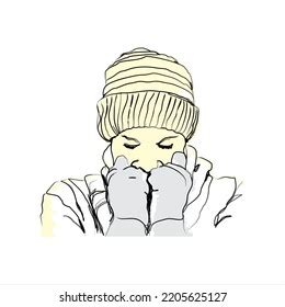 Hand Drawn Illustration Cold Person Perfect Stock Vector (Royalty Free) 2205625127 | Shutterstock