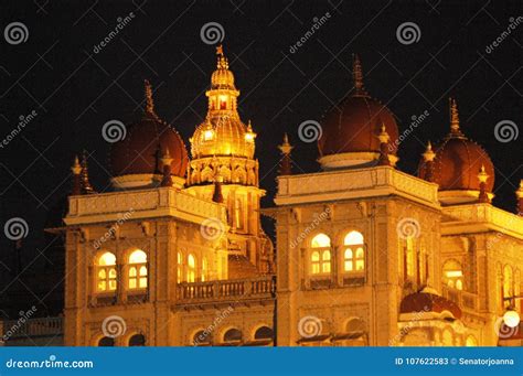 A Mysore Palace by night stock image. Image of night - 107622583