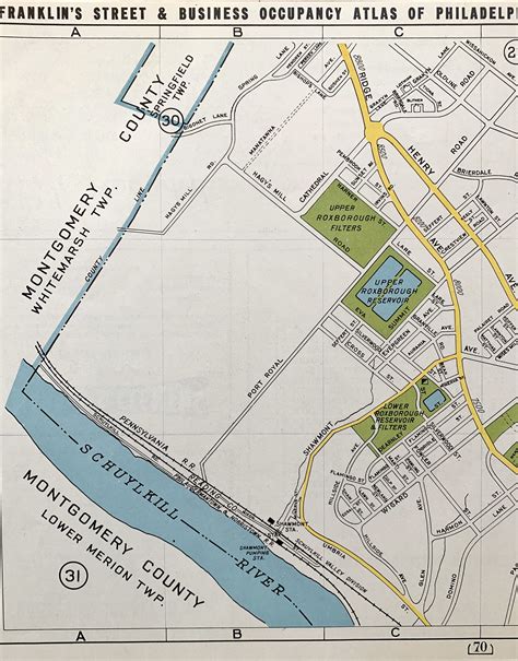 Roxborough Map, Original 1946 Franklins Philadelphia Atlas, Fairmount ...