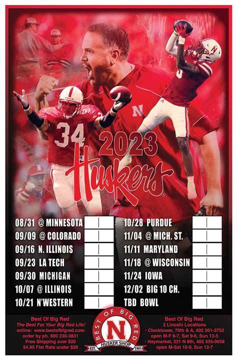 2023 Nebraska Football Schedule Poster