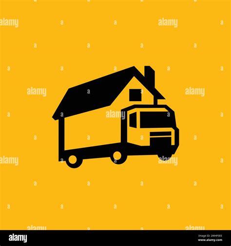 A logo featuring a truck moving at an angle and transporting a house Stock Vector Image & Art ...