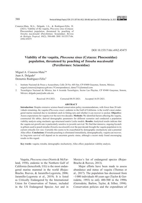 (PDF) Unviability of Phocoena sinus under heavy poaching of Totoaba macdonaldi