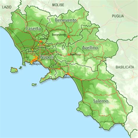 Campania Map Political Regions | Italy Map Geographic Region Province City