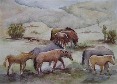 Wild Horse Herd Painting by Cindy Ray - Pixels