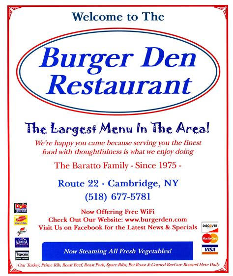 Burger Den Restaurant | Menu