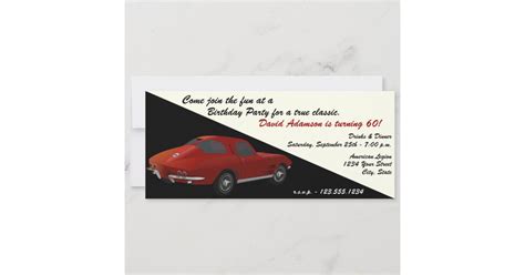 Classic Corvette Birthday Party Invitation | Zazzle