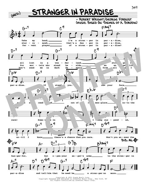 Robert Wright "Stranger In Paradise (High Voice)" Sheet Music Notes ...