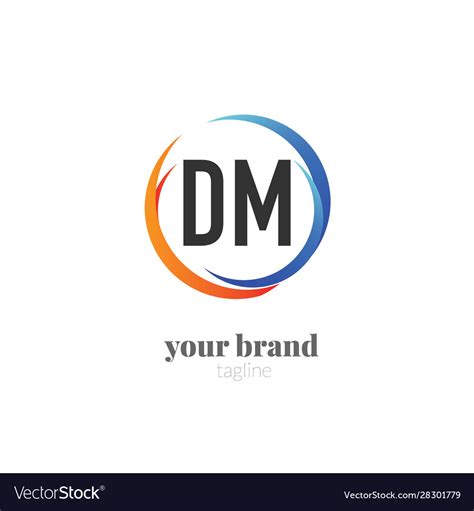 Initial letter dm creative swoosh design logo Vector Image