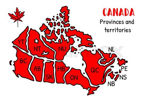 Map of Canada. Red and white print of Canada map | Stock vector | Colourbox