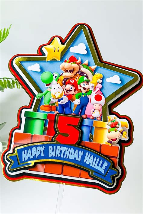 Super Mario Inspired Cake Topper Personalized Topper Mario Birthday ...