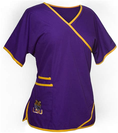 LSU Mock Wrap Scrub Top | Tops designs, Tops, Scrubs