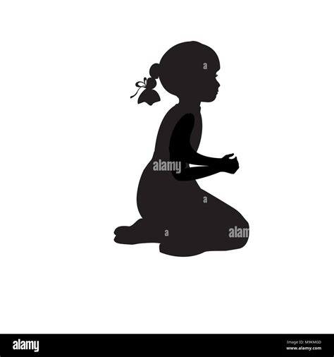 Silhouette girl sitting lap prayer. Vector illustration Stock Vector ...