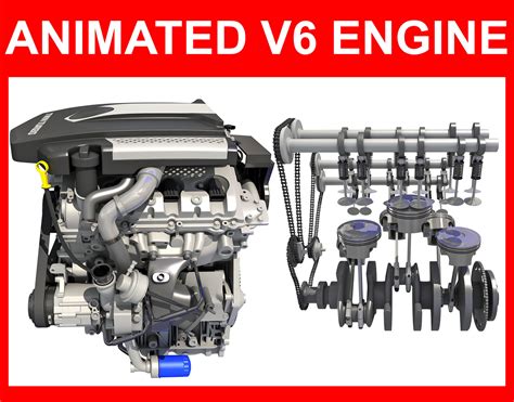 Animated V6 Engine 3D | CGTrader