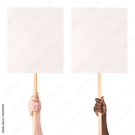 Protest signs in hands, isolated on white background Stock Photo ...