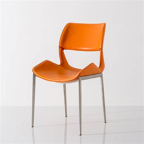 Modern Orange Dining Chair PU Leather Upholstered Dining Chair Dining ...