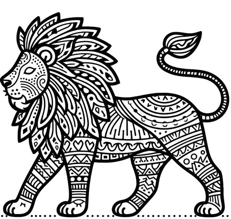 Awesome Tribal Lion coloring page - Download, Print or Color Online for Free