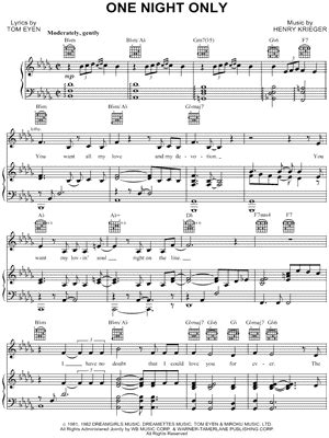 One Night Only Sheet Music to download and print