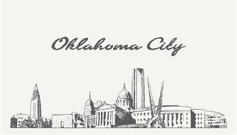 Premium Vector | Oklahoma city skyline, oklahoma, usa, hand drawn ...