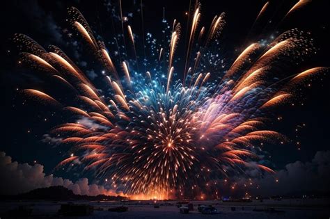 Premium AI Image | Powerful fireworks explosion in night