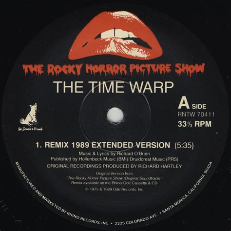 RockyMusic - Time Warp Remix 1989 12" Single (Disc Label Side One) image