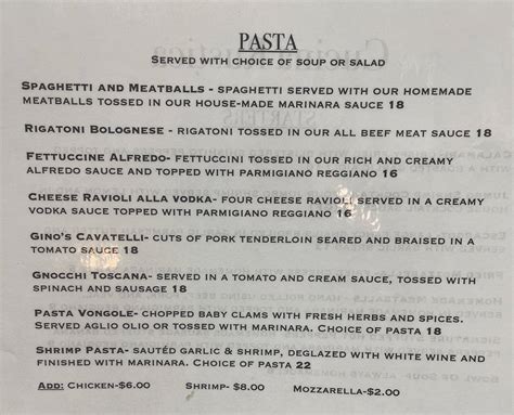 Menu at Cucina Rustica restaurant, Bainbridge, E Washington St